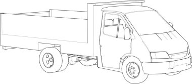 Karavan, vektör, illüstrasyon, izole edilmiş kamyon