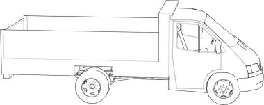 Kargo kamyonunun vektör çizimi.