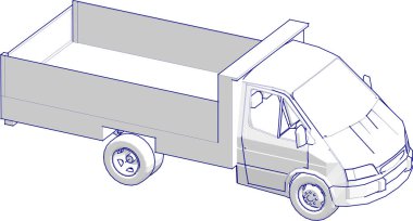 Beyaz bir kamyonun çizimi