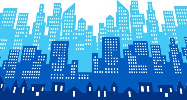 Beyaz bulutlu mavi şehir arkaplanı