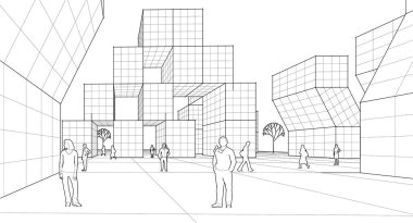 soyut mimari duvar kağıdı tasarımı, dijital konsept arkaplan