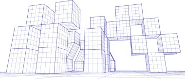 mimari çizimler 3 d illüstrasyon - illüstrasyon