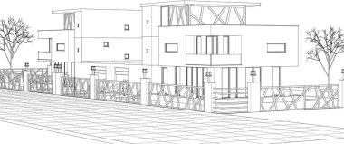 modern mimari 3d illüstrasyon