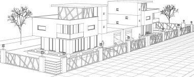 ev konsepti çizimi 3 boyutlu illüstrasyon