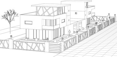 ev konsepti çizimi 3 boyutlu illüstrasyon