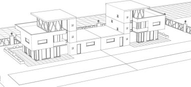 ev konsepti çizimi 3 boyutlu illüstrasyon