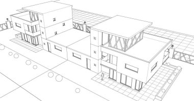 Mimari sanat konseptinde soyut çizgiler, minimum geometrik şekiller.