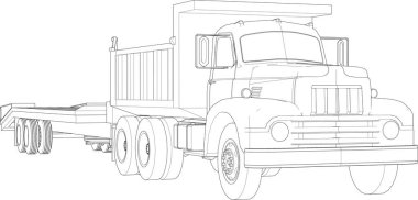 Beyaz arkaplanda siyah kamyon.