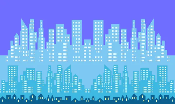 Gece bir şehrin vektör illüstrasyonu