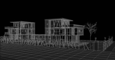 Bir özet evin 3 boyutlu yansıması