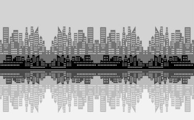 Arkaplanda şehir silueti