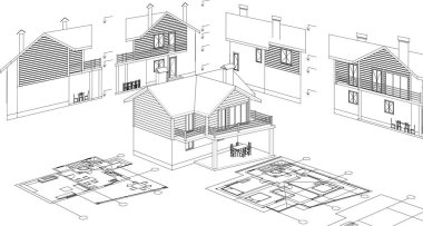 Mimari çizimleri olan bir ev.