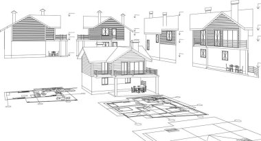 ev mimarisi eskizi 3D görüntüleme