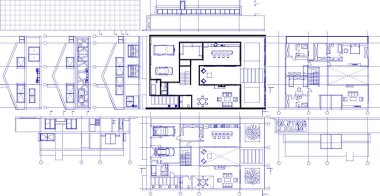 ev planı, çizim, vektör illüstrasyonu