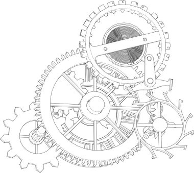 beyaz arka planda dişli mekanizması. 3d illüstrasyon.