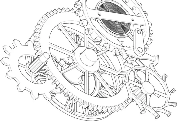 Beyaz arkaplanda dişli mekanizması