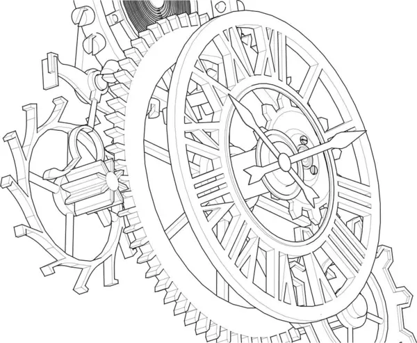 Mekanik saatin mekanizması. vektör çizimi