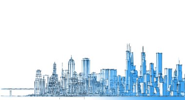 3D illüstrasyonlu şehir