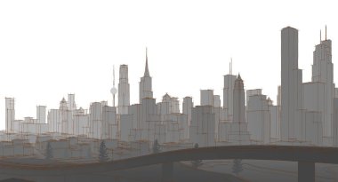 Modern şehir panoraması 3 boyutlu illüstrasyon