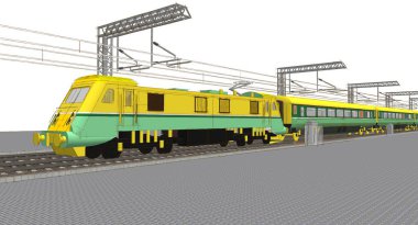 Bir trenin 3 boyutlu görüntüsü