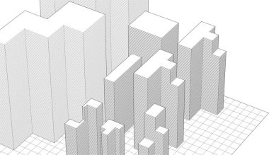 Arkaplanda mimari bina 3 boyutlu illüstrasyon