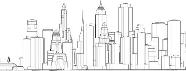 vektör şehir silüetleri ve panorama. panorama. 3 Boyutlu Hazırlama