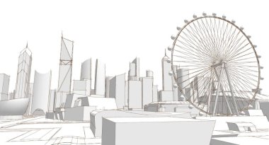 soyut mimari duvar kağıdı tasarımı, dijital konsept arkaplan