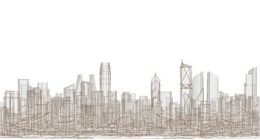 Şehrin panoraması. 3d oluşturma