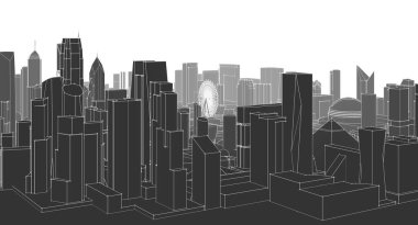 Şehir silüeti panorama vektör illüstrasyonu