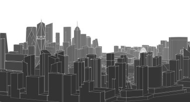 Şehrin ufuk çizgisi vektör illüstrasyonu