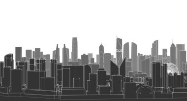 Modern şehir panoraması 3 boyutlu illüstrasyon