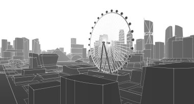 3 boyutlu görüntüleme. 3D görüntüleme. şehir manzarası