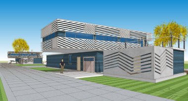 Modern binanın 3 boyutlu görüntüsü