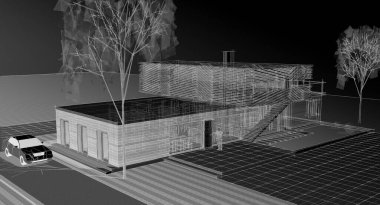 ev konsepti çizimi 3 boyutlu illüstrasyon