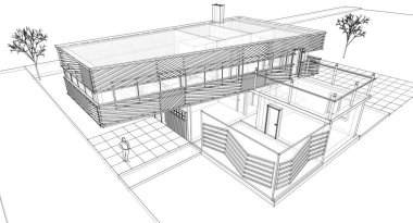 ev konsepti mimari taslak 3 boyutlu oluşturma