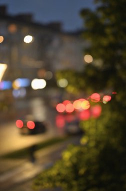 Gece şehir ışıkları, bokeh arka plan
