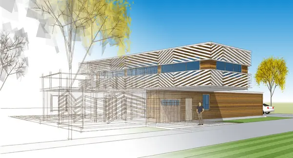 ev konsepti çizimi 3 boyutlu illüstrasyon