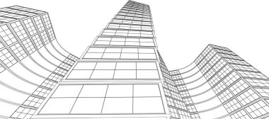 modern bina 3d illüstrasyon