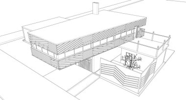 ev konsepti çizimi 3 boyutlu illüstrasyon