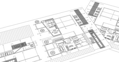 ev mimarisi proje taslağı 3 d illüstrasyon