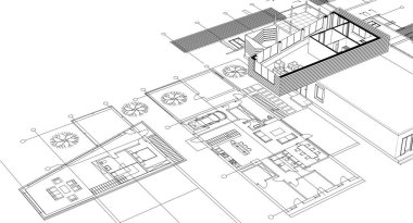 ev konsepti çizimi 3 boyutlu resimleme