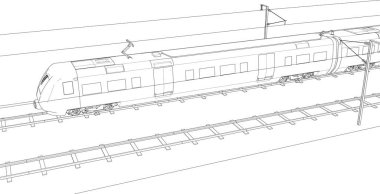 Vücut hatları olan tren. 3d oluşturma