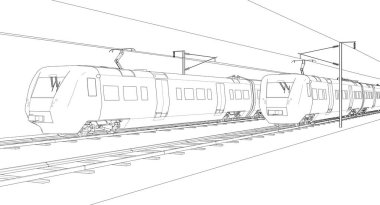 Hatları ve vücut hatları olan tren istasyonu. 3d oluşturma