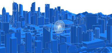 Üç boyutlu soyut perspektif ve ağ çizimi