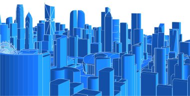 Modern şehir panoraması 3 boyutlu illüstrasyon