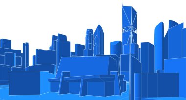 Şehir mimarisi ve binalarının 3 boyutlu çizimi