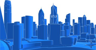 vektör şehir ufuk çizgisi çizimi.