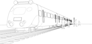 Trenli tren istasyonu. tren ulaşım konsepti. vektör.