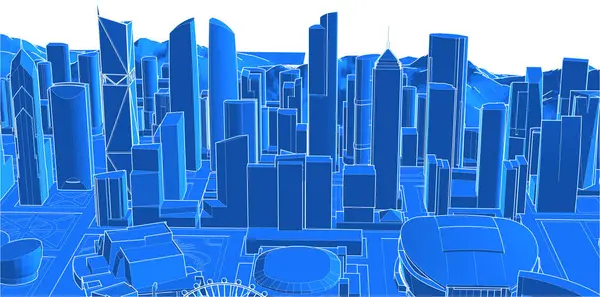 3 boyutlu resimde şehrin ufuk çizgisi, 3 boyutlu görüntüleme