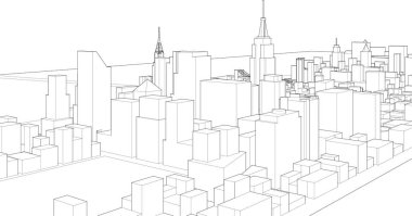 Şehir mimarisinin 3 boyutlu resmi